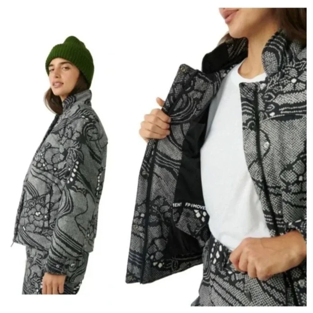 Sz XS NWOT FP Movement Bunny Slope Ski Puffer Jacket Black and White Free People